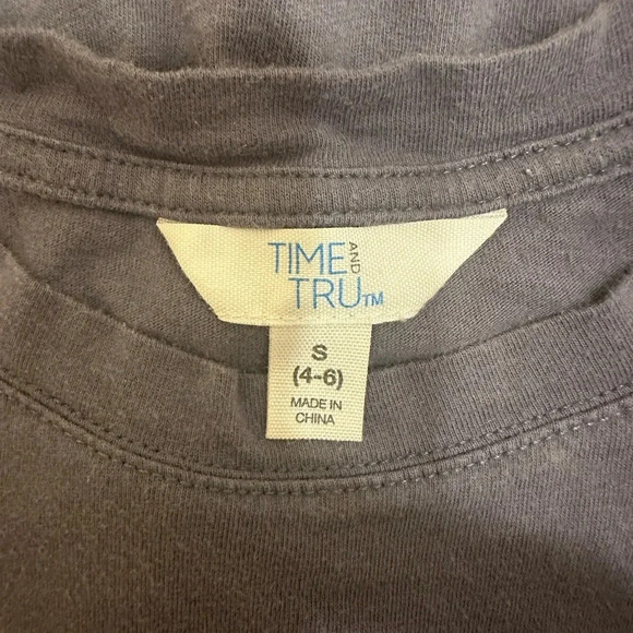 TIME and TRU Grey Gray Short Sleeve Ruffled Knee Length Dress Size Small 4-6 - Picture 7 of 7